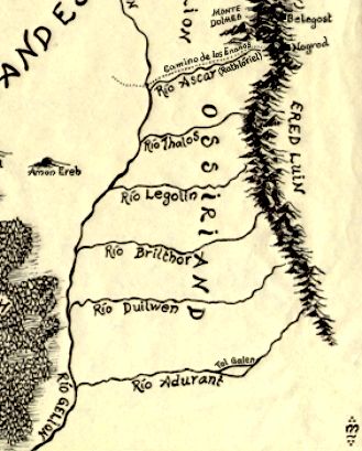 OSSIRIAND. La isla de Tol Galen est en el ro Adurant, al sur.